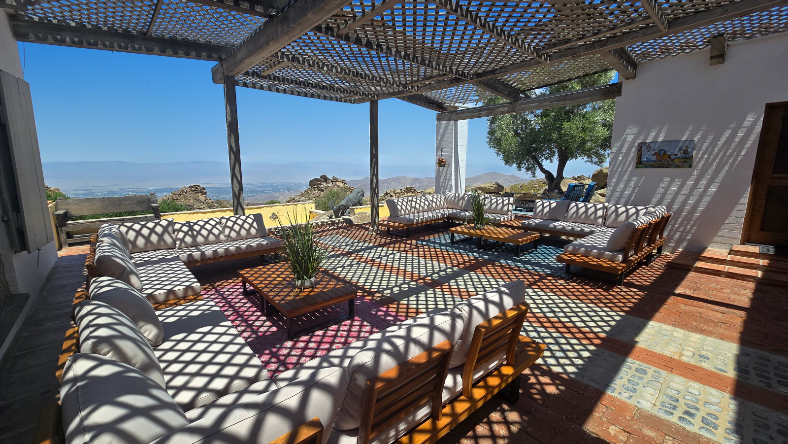 Outdoor courtyard seating at the private hacienda