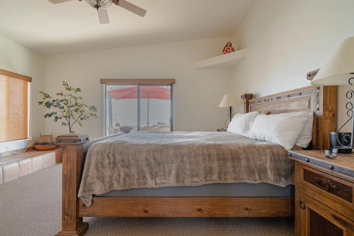 Primary king suite with views of the desert hills